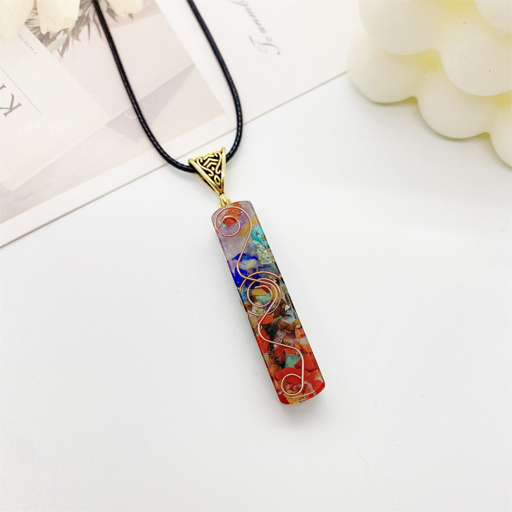 Stylish unisex 7 Chakra healing necklace with vibrant natural stones