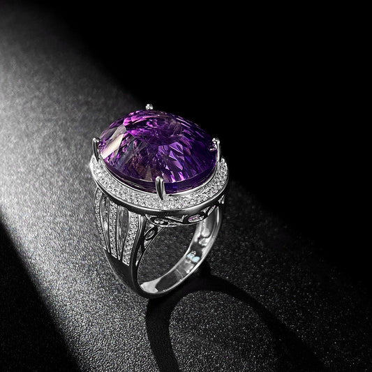 Natural Amethyst 925 Silver Ring | Handmade Protection & Intuition Talisman