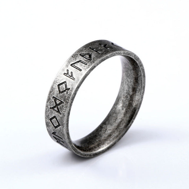 Handmade Viking ring featuring protective runes
