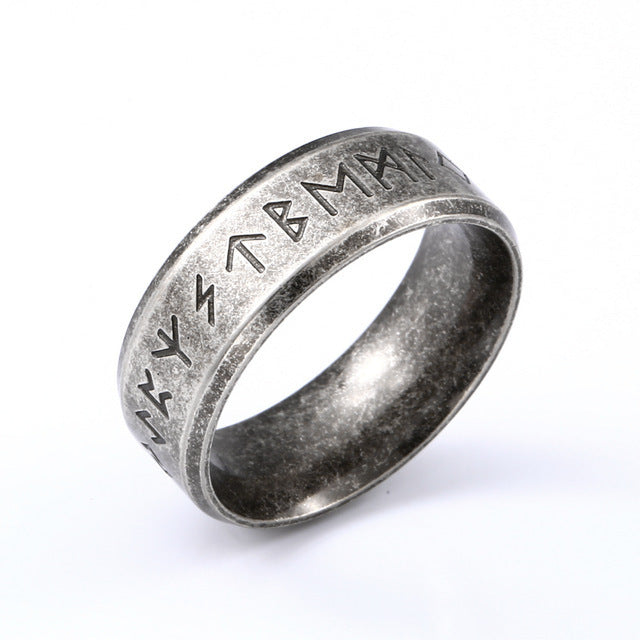 Durable Viking rune ring with ancient Odin symbols
