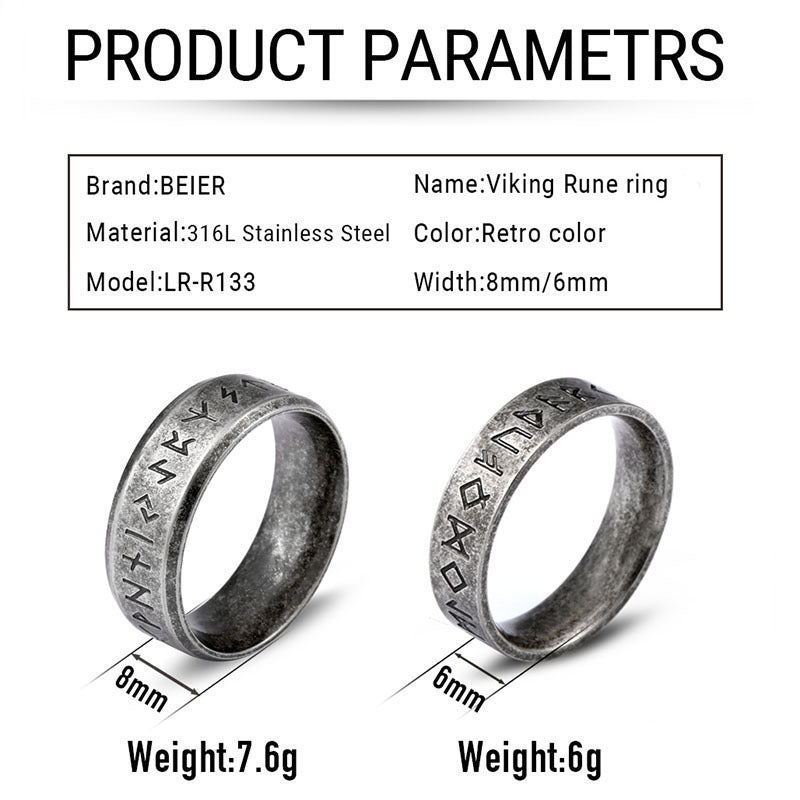 Handmade Viking ring featuring protective runes