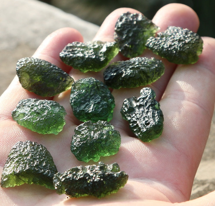 Green Meteorite Pendant polished crystal geometric necklace
