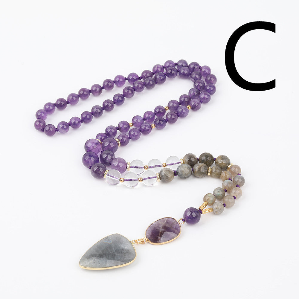 Black Agate Pendant Necklace with Tiger Eye & White Agate – SylenShade