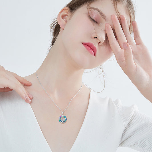 Triple Moon Goddess 7 Chakras Necklace – Sterling Silver Protection Amulet for Feminine Power, Intuition, Reiki, Meditation & Love