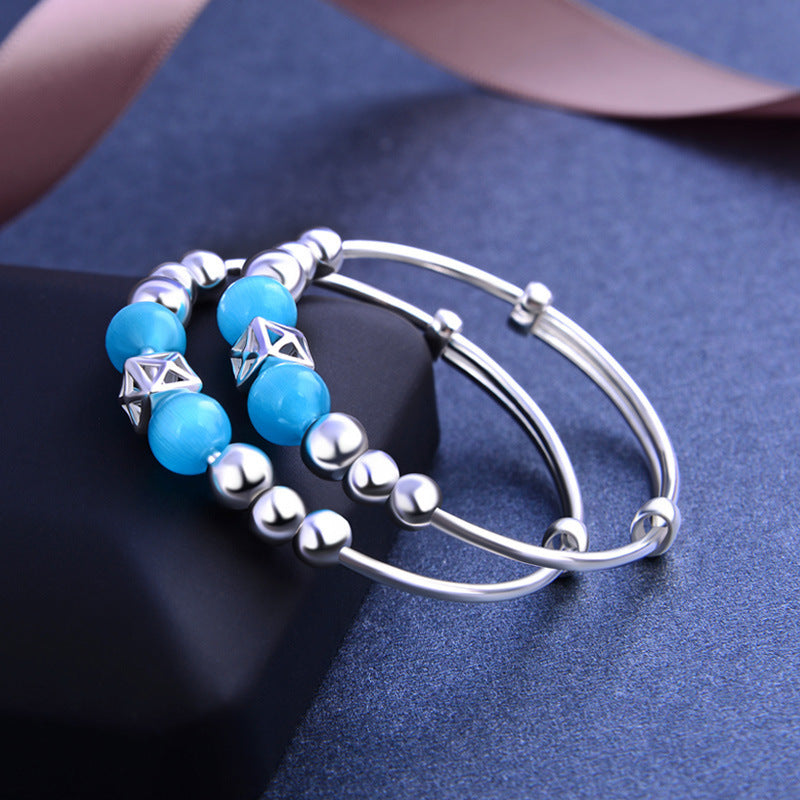 Children’s Sterling Silver Bracelet Pair – Hypoallergenic Blue Topaz Amulets for Protection & Harmony