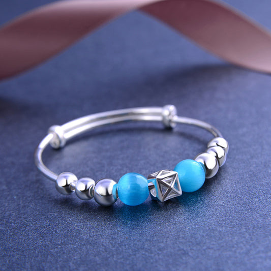Children’s Sterling Silver Bracelet Pair – Hypoallergenic Blue Topaz Amulets for Protection & Harmony