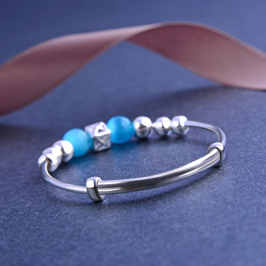 Children’s Sterling Silver Bracelet Pair – Hypoallergenic Blue Topaz Amulets for Protection & Harmony