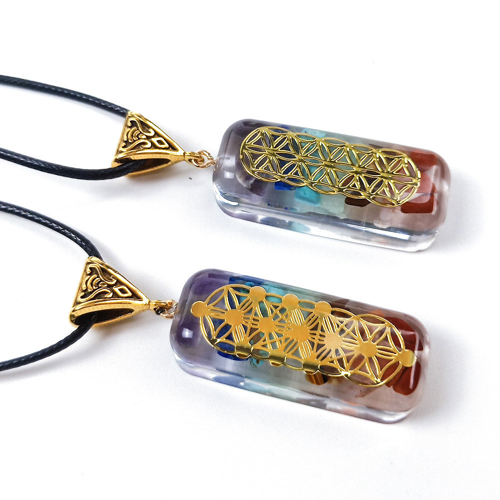 Women's geometric crystal chakra necklace pendant