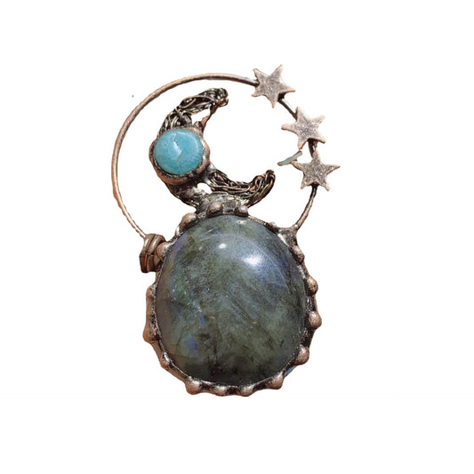 Unisex vintage amethyst crystal pendant healing stone