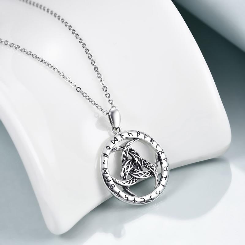 Triquetra amulet pendant engraved with Norse Elder Futhark runes