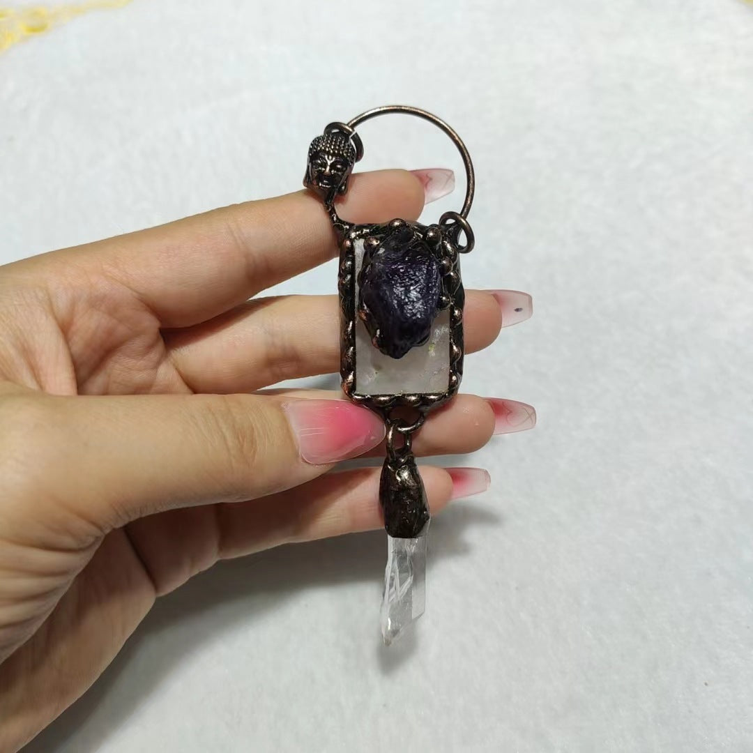 Spiritual protection amulet crafted with raw crystals
