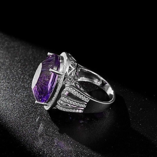 Natural Amethyst 925 Silver Ring | Handmade Protection & Intuition Talisman