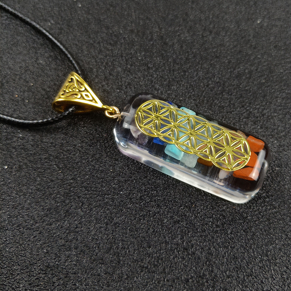 Women's geometric crystal chakra necklace pendant