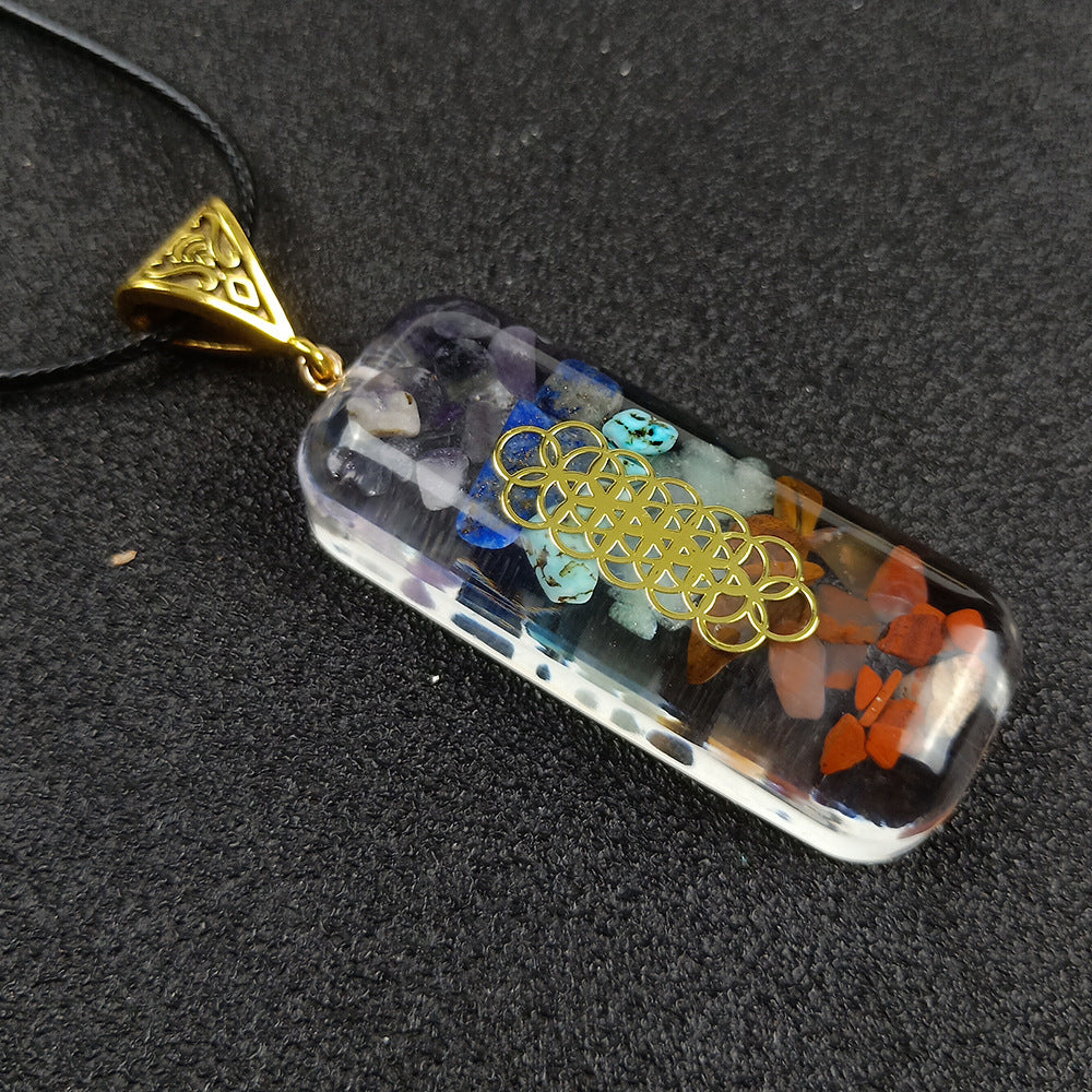 Women's geometric crystal chakra necklace pendant
