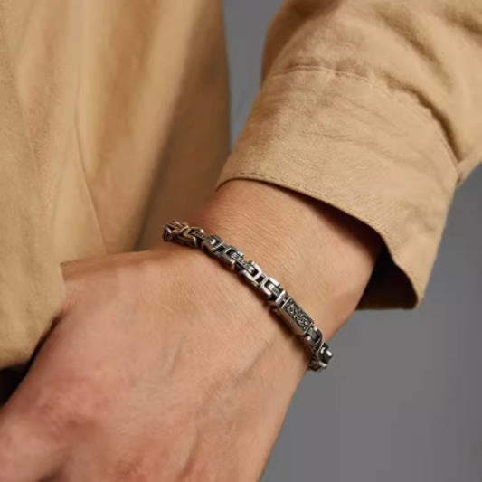 Handmade 925 Sterling Silver Mantra Bracelet – Tibetan Protection Jewelry for Meditation, Luck & Positive Energy