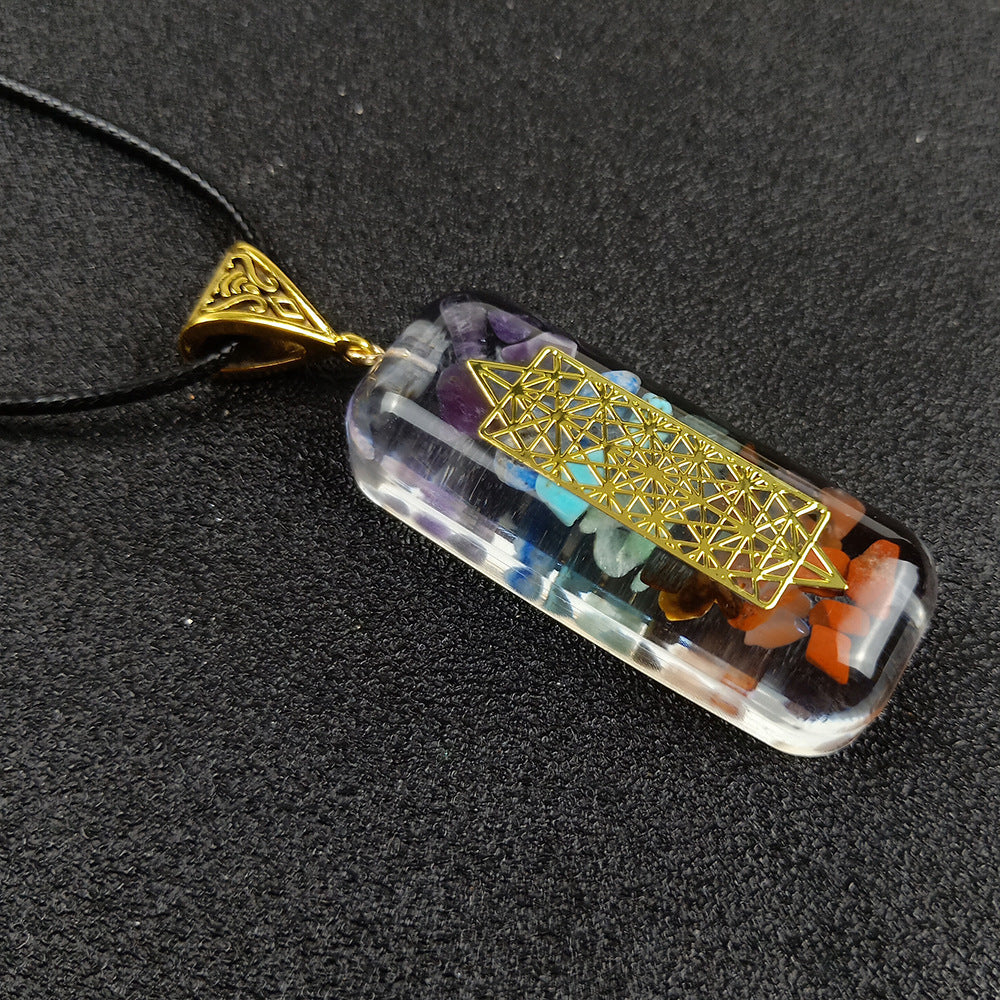 Women's geometric crystal chakra necklace pendant