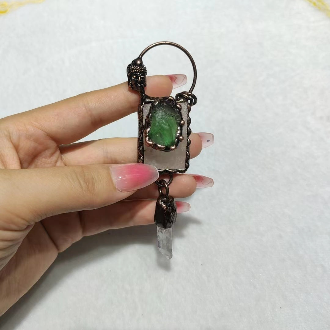 Handmade green fluorite crystal Buddha talisman