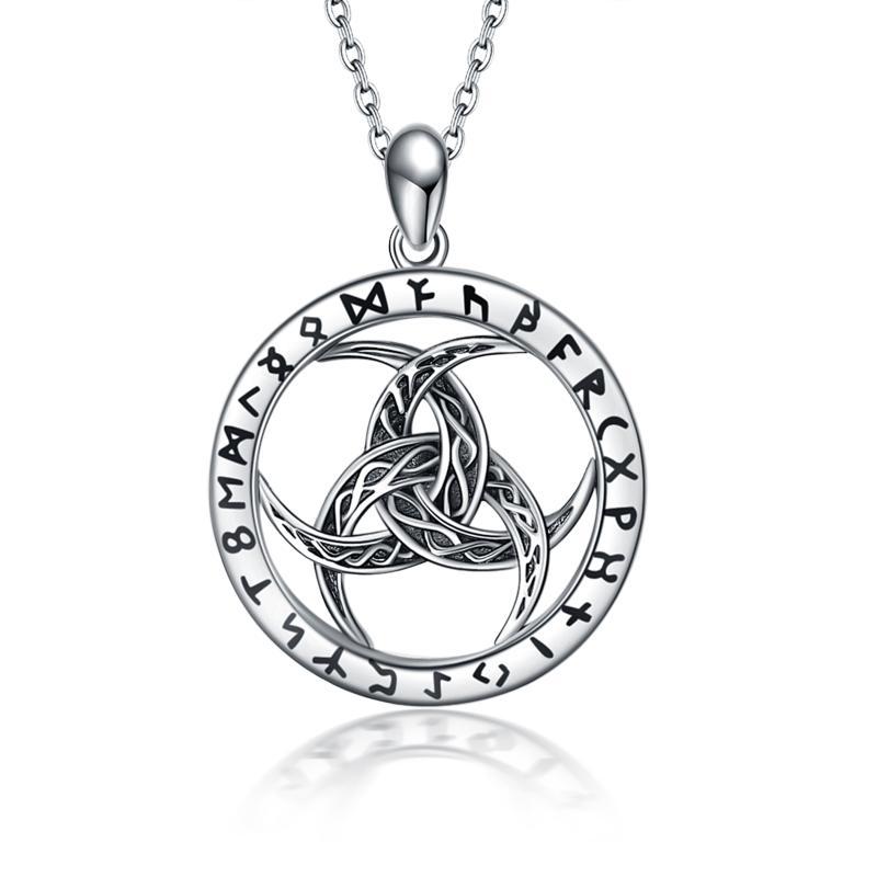Wiccan and Norse inspired rune necklace with Triquetra knot design