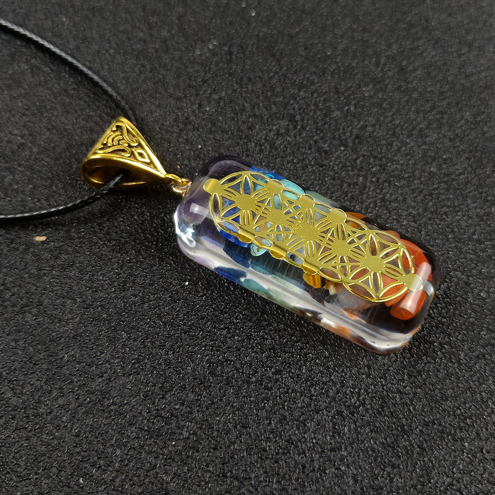 Women's geometric crystal chakra necklace pendant