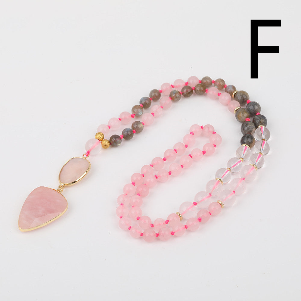 Black Agate Pendant Necklace with Tiger Eye & White Agate – SylenShade